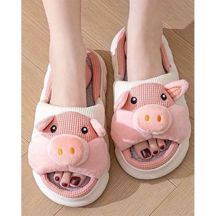 Bear Slippers Plush Closed Toe Slippers Anti Slip Cartoon Animal Slippers Cute Fluffy Preppy Slippers Cartoon Household Shoes