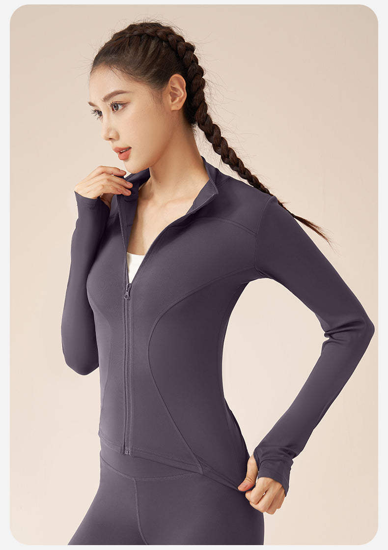 S-3XL Women's Tracksuit Jacket Slim Fit Long Sleeved Fitness Coat Yoga Tops With Thumb Holes Gym Jacket Workout Sweatshirts2024