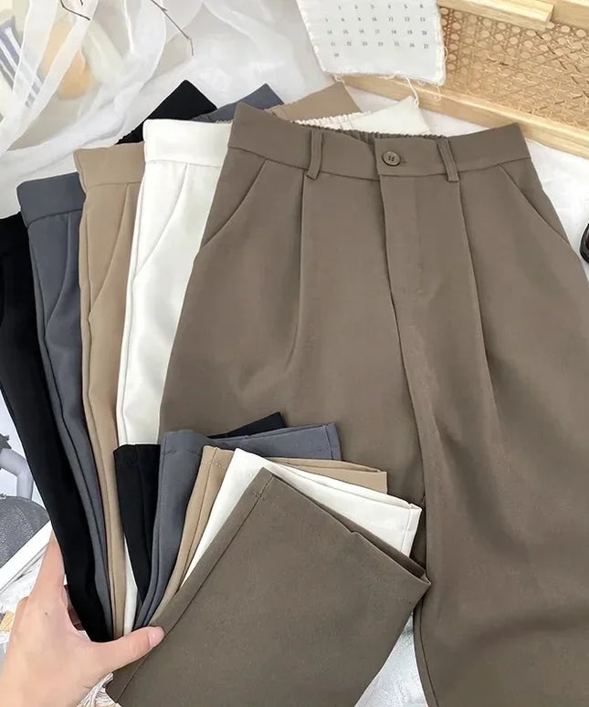 Fall Spring Black Suit Haren Pants Women Fashion Elastic High Waist Casual Trousers Woman Korean Style Solid Office Pant 2023