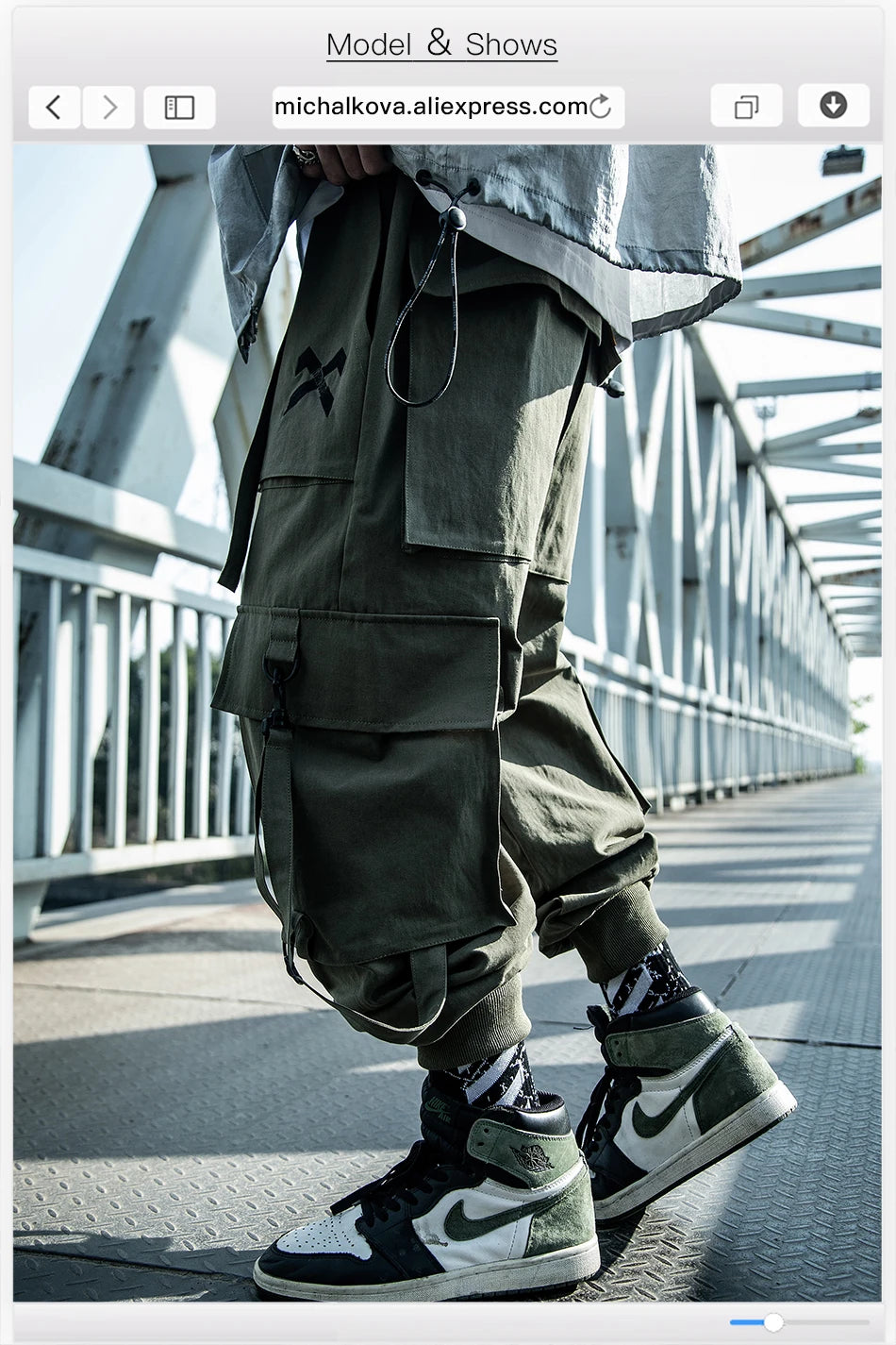 michalkova Paratrooper  Japanese military Male Black Joggers Mens hip hop Pockets Ankel Cargo Pants Men Streetwear Pants Casual