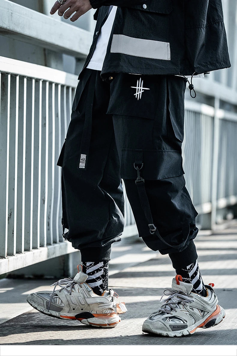 michalkova Paratrooper  Japanese military Male Black Joggers Mens hip hop Pockets Ankel Cargo Pants Men Streetwear Pants Casual