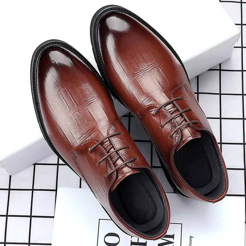 Men&#39;s New Genuine Leather Shoes Square Toe Business Dress High-end Mens Formal Shoes Breathable Comfortable Shoes