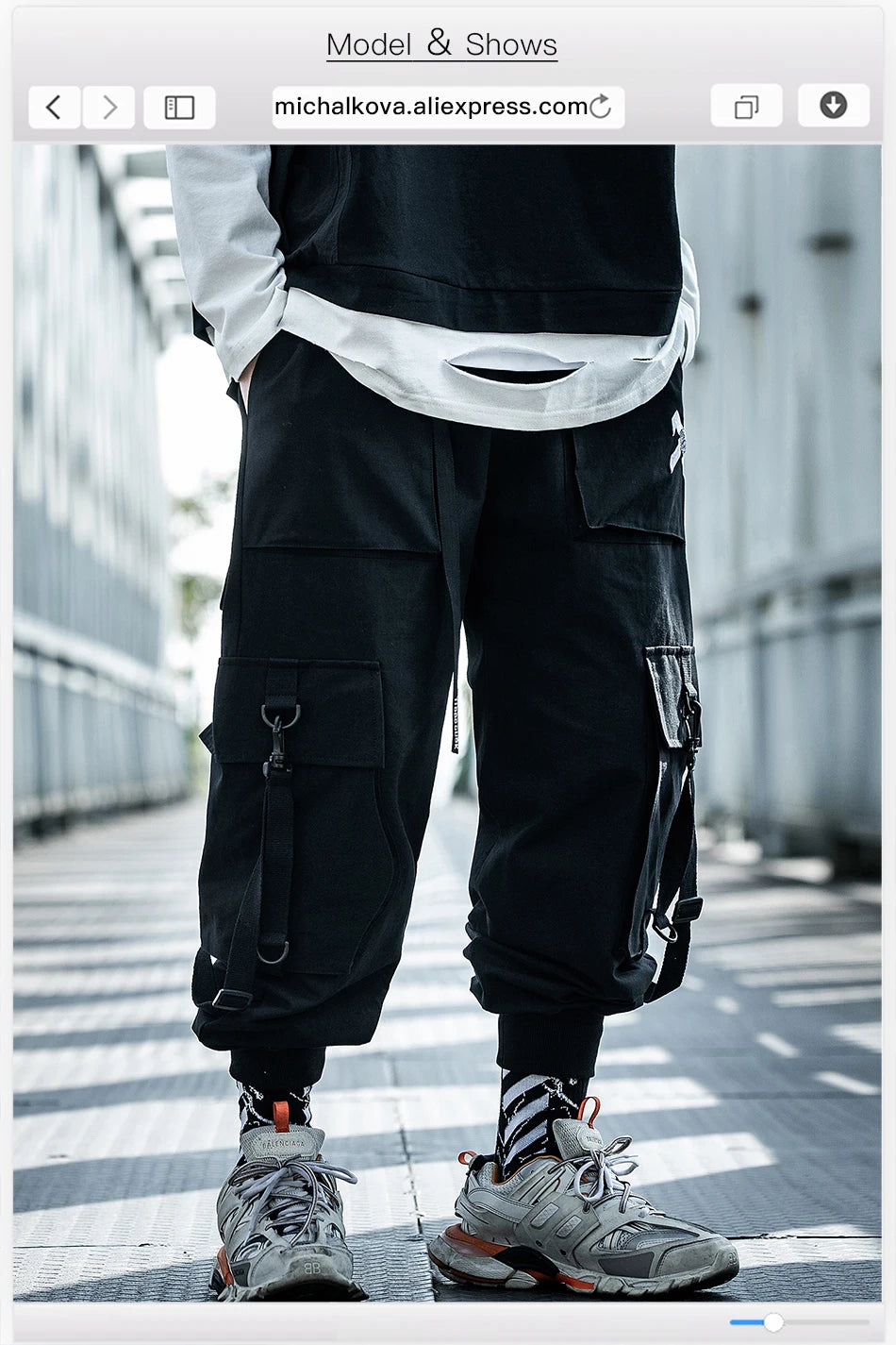 michalkova Paratrooper  Japanese military Male Black Joggers Mens hip hop Pockets Ankel Cargo Pants Men Streetwear Pants Casual