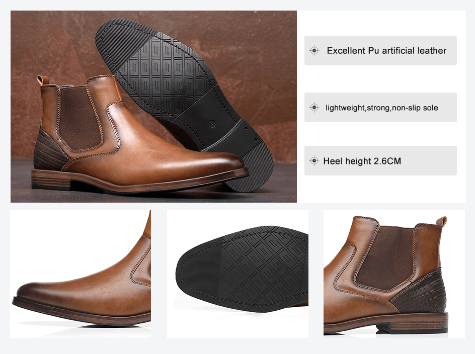 BHKH 2024 Men Chelsea Boots New Winter Men Boots Soft Leather Elastic Strap Ankle Boots Smart Formal Business Dress shoes Man S