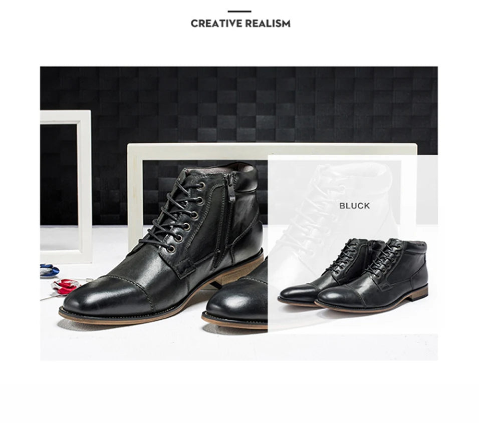 New men’s Shoes Winter New Men's Casual High-Top Shoes Genuine Leather Boots High Boots Oxfords Men's Large Size Shoes 7.5-13