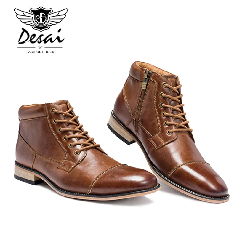 New men’s Shoes Winter New Men's Casual High-Top Shoes Genuine Leather Boots High Boots Oxfords Men's Large Size Shoes 7.5-13