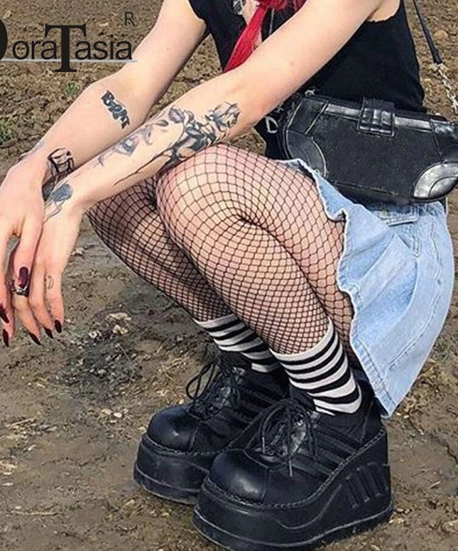 Big Size 35-43 Brand Design Female High Heels Goth Flats Cosplay Platform Women's sneakers 2021 Street Punk Wedge Shoes Woman