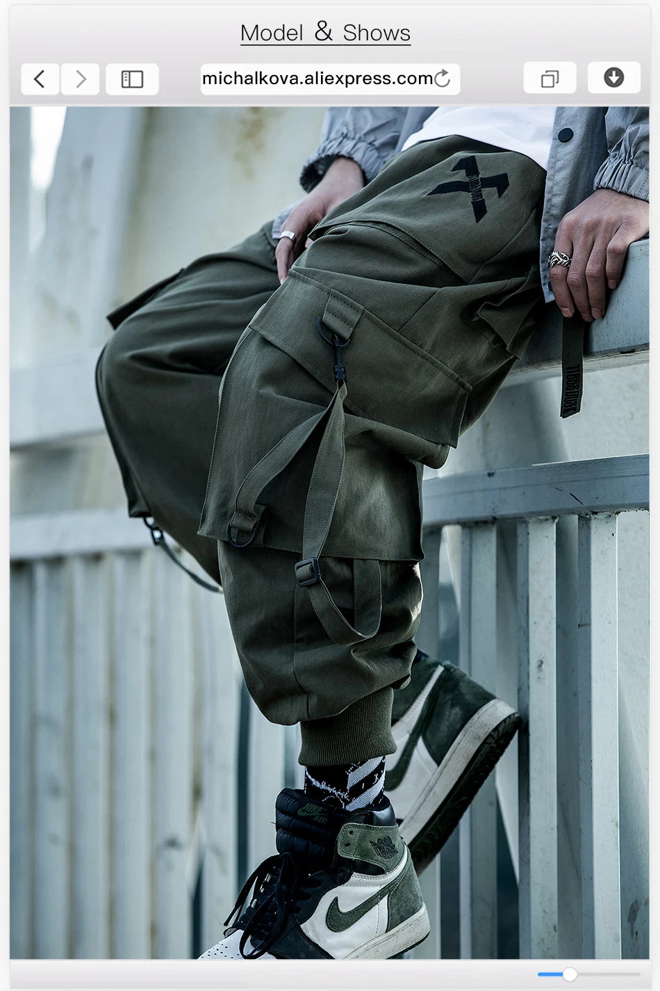 michalkova Paratrooper  Japanese military Male Black Joggers Mens hip hop Pockets Ankel Cargo Pants Men Streetwear Pants Casual