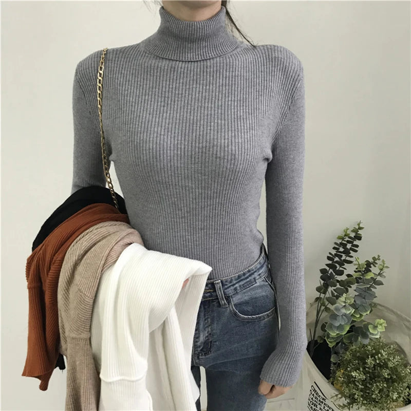 Turtleneck Sweater Womens 2024 Autumn Winter Tops Korean Slim Women Pullover Jumper Knitted Sweater Pull Femme Hiver Truien