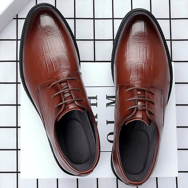 Men&#39;s New Genuine Leather Shoes Square Toe Business Dress High-end Mens Formal Shoes Breathable Comfortable Shoes