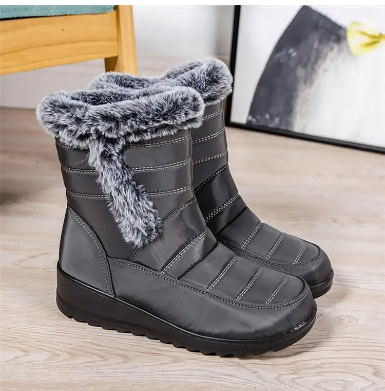 Women's Boots Snow New Ladies Shoes Platform Women Shoes Lightweight Mid High Boots Solid Women's Winter Shoes Boots Botas Mujer