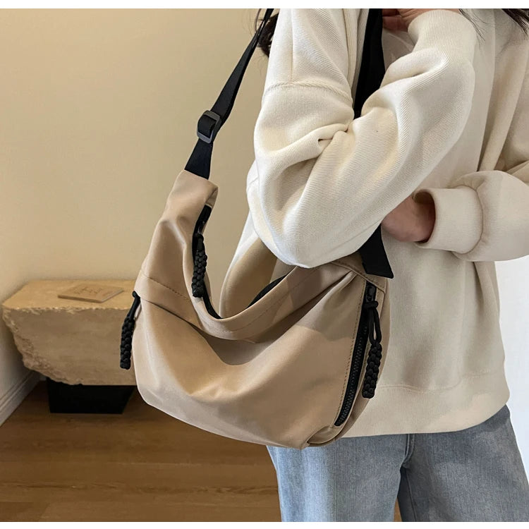 nylon Hobos crossbody bags Solid casual zipper women's bags 2024 fashion high quality on sale bolsa crossbody de cor sólida