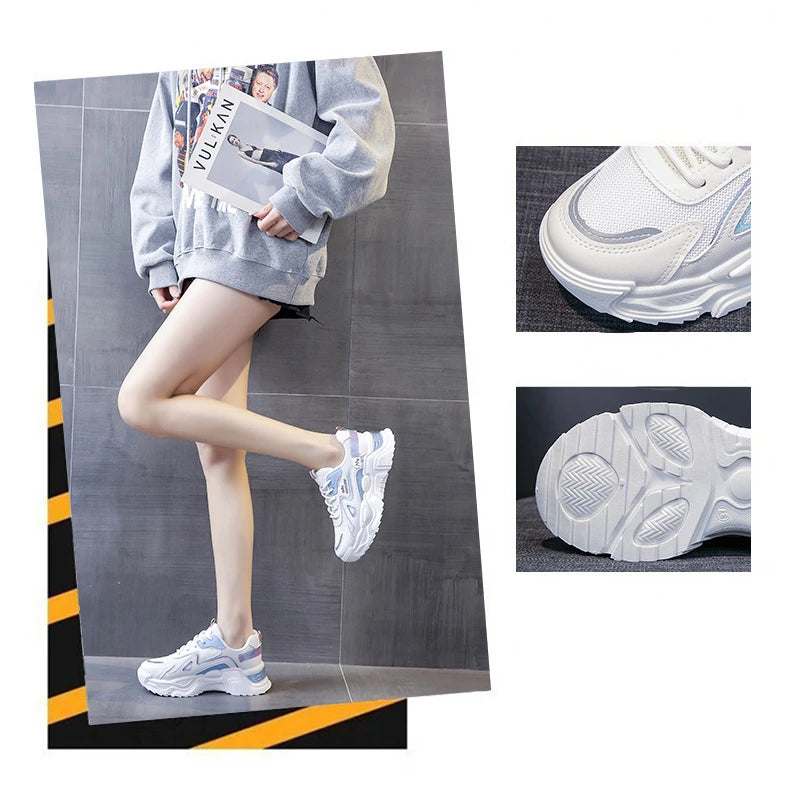 Women‘s Shoes 2023 New Fashion Breathable Mesh All-match Casual Shoes Lace Up Female Platform Shoes Sneakers Woman Zapatos Mujer