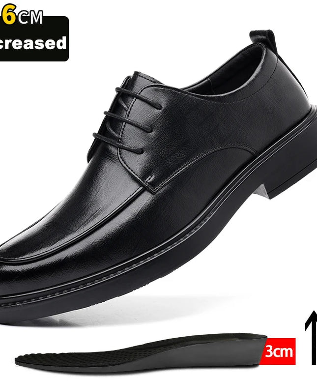 New Men's Formal Shoes Genuine Leather Fashion Dress Shoes Men‘s Italian Style Business Office Wedding Solid Color Lace Up Shoes