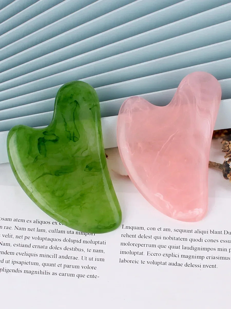 Rose quartz Natural resin Gua Sha Massage Board Rose Face Massager Scrapers Tools For Face Neck Back Body SPA Massage Tools괄사 마사지