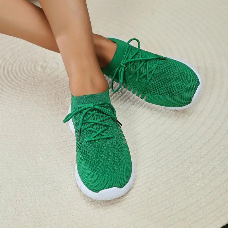 Mesh Breathable Soft Sole Sneakers Women Lightweight Non-Slip Running Walking Shoes Woman 2024 Spring Casual Lace Up Flats Shoes