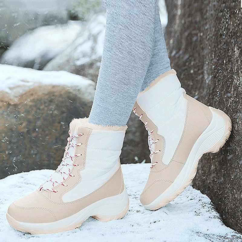 Snow Women's Boots Solid Shoes Women Platform Woman Shoes Fashion Mid Women's High Boots Lightweight Women Boots Botas Mujer