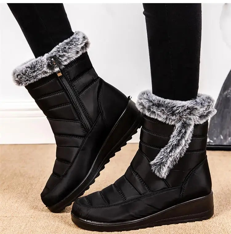 Women's Boots Snow New Ladies Shoes Platform Women Shoes Lightweight Mid High Boots Solid Women's Winter Shoes Boots Botas Mujer