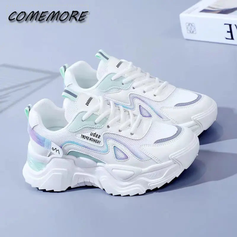 Women‘s Shoes 2023 New Fashion Breathable Mesh All-match Casual Shoes Lace Up Female Platform Shoes Sneakers Woman Zapatos Mujer