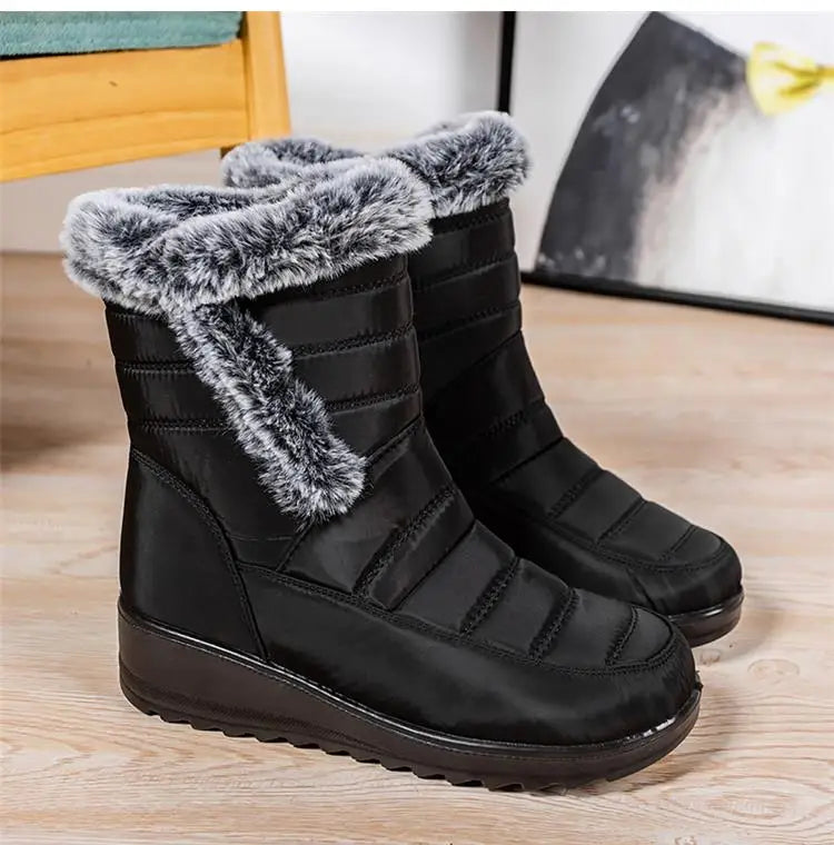 Women's Boots Snow New Ladies Shoes Platform Women Shoes Lightweight Mid High Boots Solid Women's Winter Shoes Boots Botas Mujer