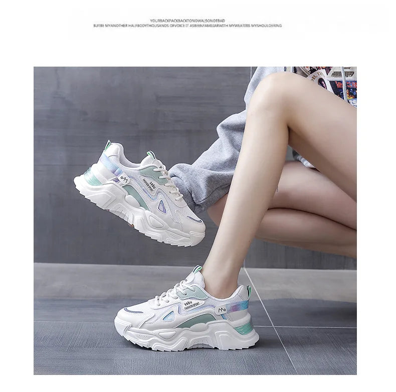 Women‘s Shoes 2023 New Fashion Breathable Mesh All-match Casual Shoes Lace Up Female Platform Shoes Sneakers Woman Zapatos Mujer