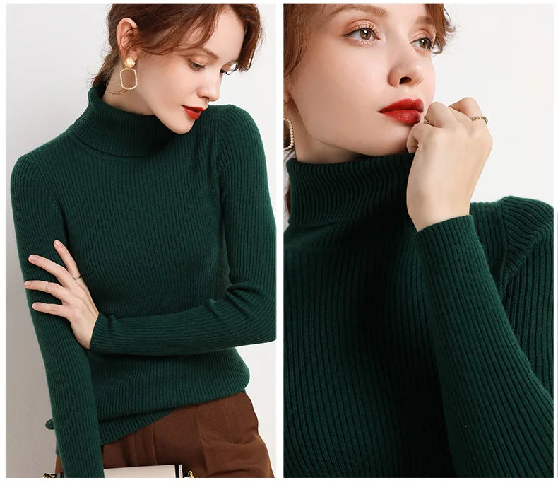 Heliar Women Fall Turtleneck Sweater Knitted Soft Pullovers Cashmere Jumpers Basic Soft Sweaters For Women 2024 Autumn Winter