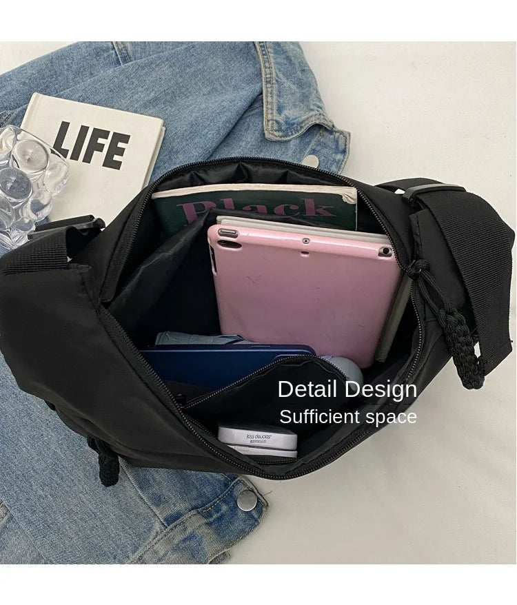 nylon Hobos crossbody bags Solid casual zipper women's bags 2024 fashion high quality on sale bolsa crossbody de cor sólida