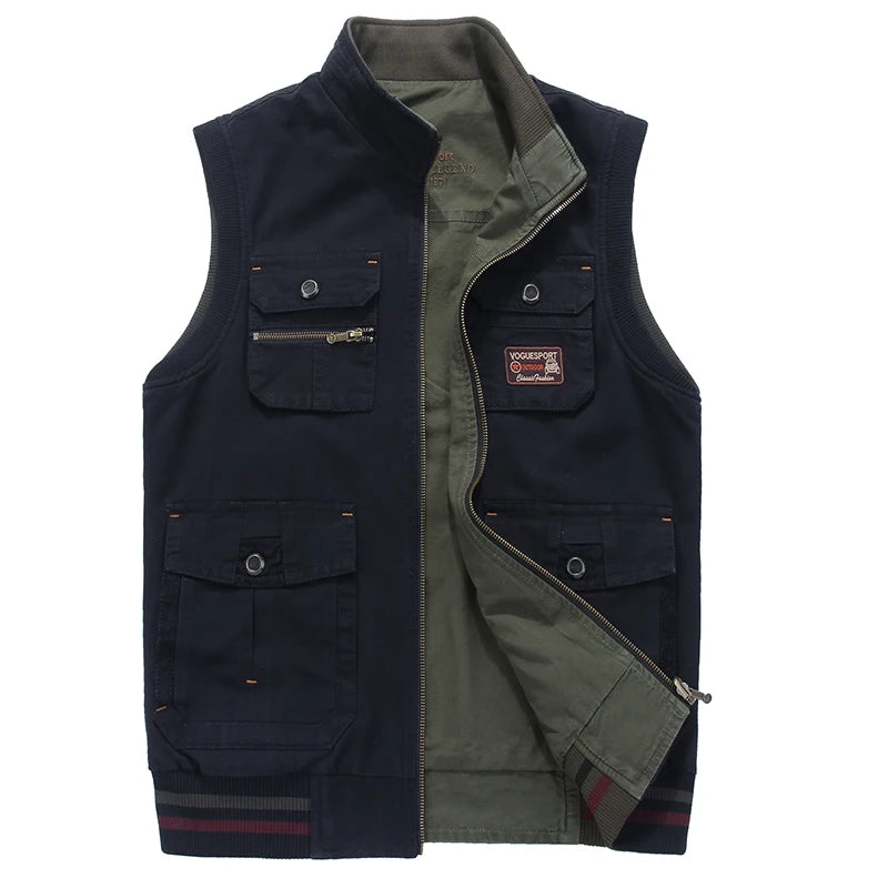 Autumn Mens Vests Sleeveless Tactical Photographer Jacket Cotton Casual Multi Pocket Vest Male Waistcoat Coat Plus Big Size 8XL