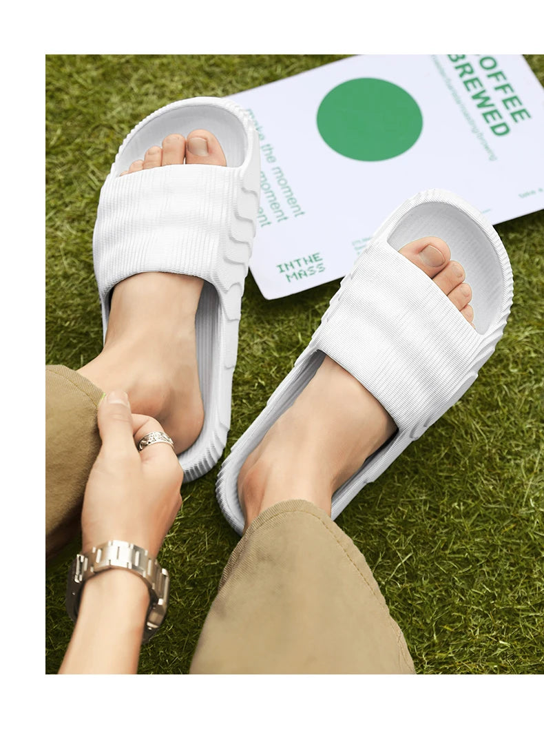 Soft Home Slippers Couple Summer Indoor Skid Proof Bathroom Slippers Sandals Hotel Solid Color Men Women Flip Flops Flat Shoes