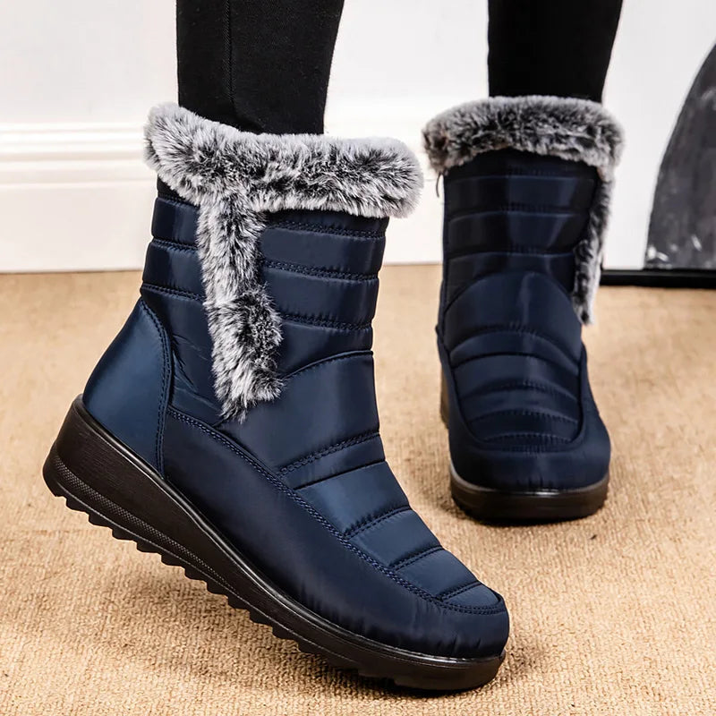 Women's Boots Snow New Ladies Shoes Platform Women Shoes Lightweight Mid High Boots Solid Women's Winter Shoes Boots Botas Mujer