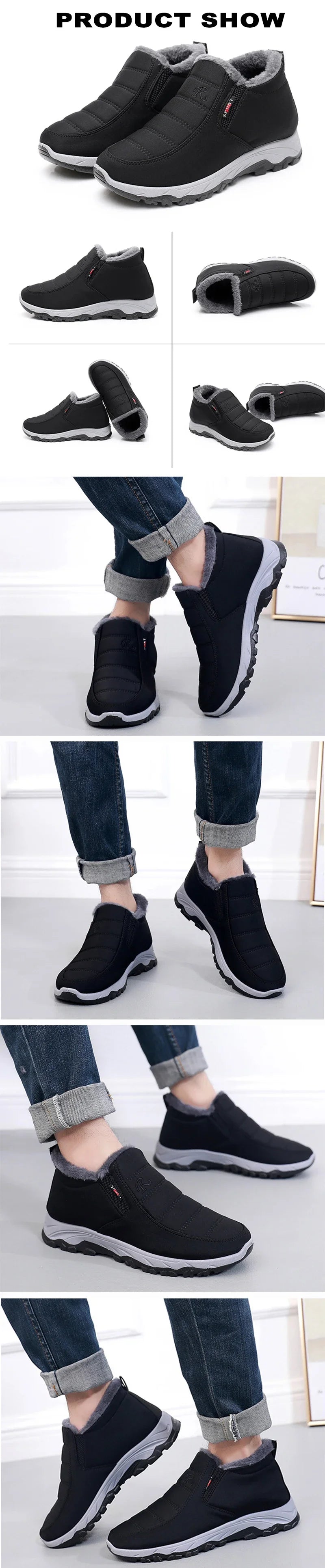 Winter Men’s Plugging Thickening Sneakers Lightweight Warm Soft Flat Shoes Non Slip Comfortable Versatile Walking Shoes