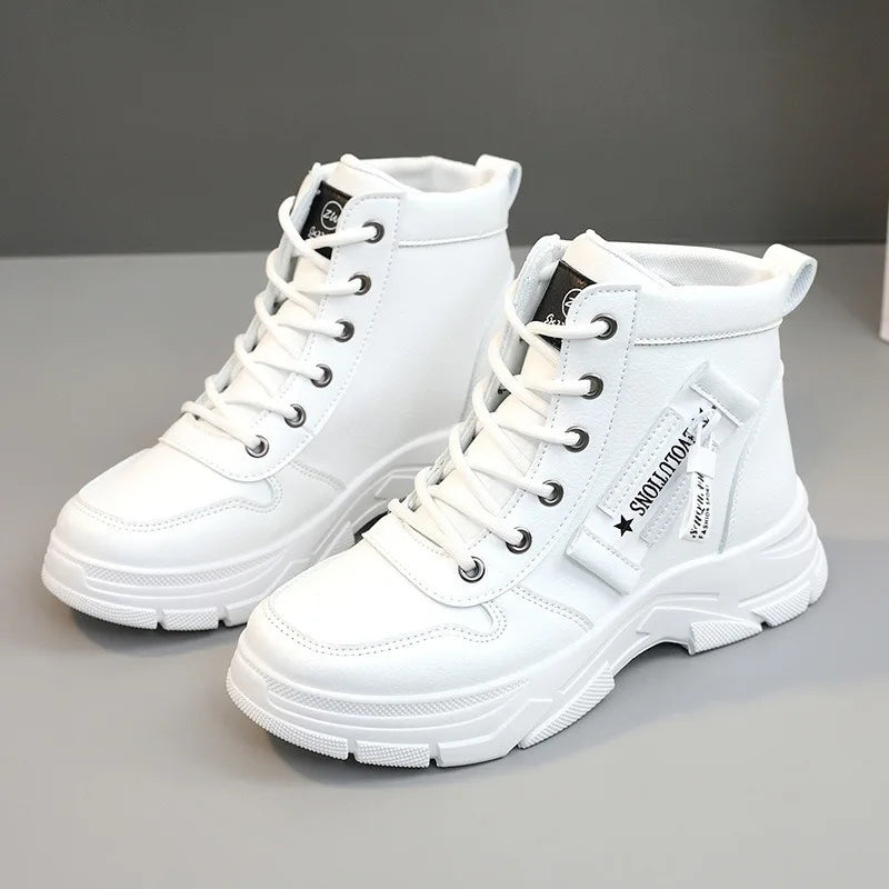 Designer Fashion Women‘s Ankle Boots Spring Comfortable Soft-sole High Top Shoes Sneakers Non Silip Wear-resistant Casual Shoes