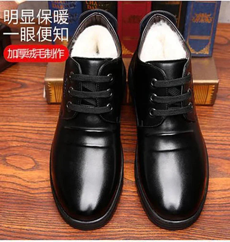 New Man Genuine Leather Snow Plush Thicken Men’s Boot Handmade Winter Lace Up Shoes Casual Comfortable Ankle Boots Loafers Men