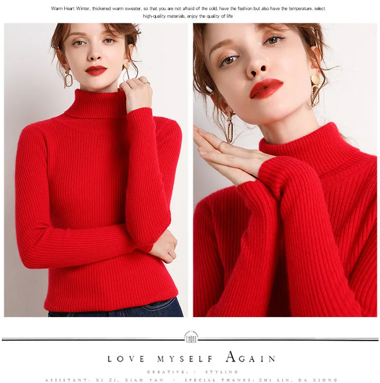 Heliar Women Fall Turtleneck Sweater Knitted Soft Pullovers Cashmere Jumpers Basic Soft Sweaters For Women 2024 Autumn Winter