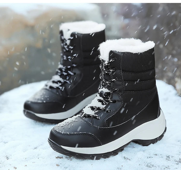 Snow Women's Boots Solid Shoes Women Platform Woman Shoes Fashion Mid Women's High Boots Lightweight Women Boots Botas Mujer