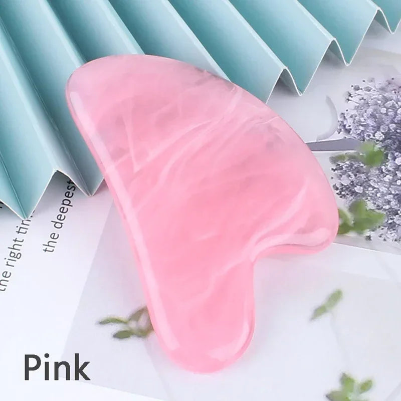 Rose quartz Natural resin Gua Sha Massage Board Rose Face Massager Scrapers Tools For Face Neck Back Body SPA Massage Tools괄사 마사지