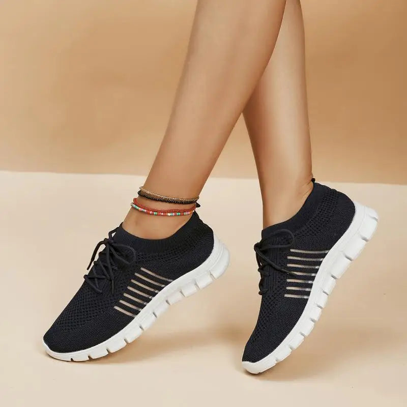 Mesh Breathable Soft Sole Sneakers Women Lightweight Non-Slip Running Walking Shoes Woman 2024 Spring Casual Lace Up Flats Shoes