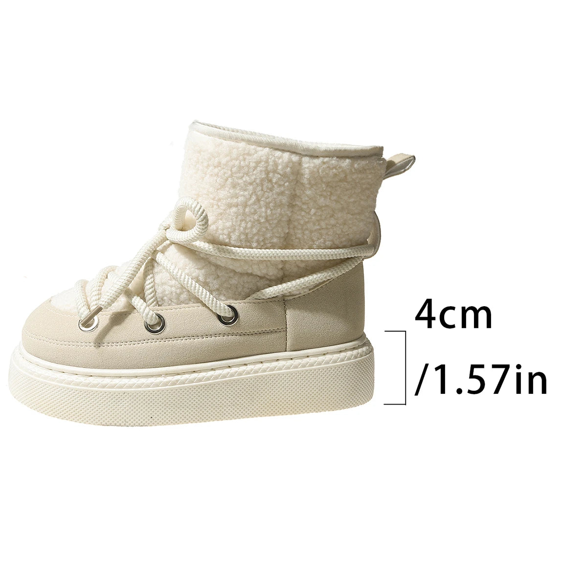 Cold-proof and Warm Winter Ladies Shoes 2024 New Lace Up Design Women’s Platform Boots Waterproof Anti-slip Fashion Short Boots