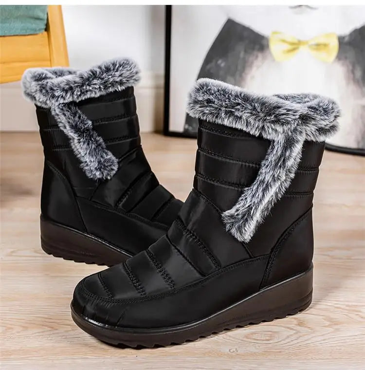 Women's Boots Snow New Ladies Shoes Platform Women Shoes Lightweight Mid High Boots Solid Women's Winter Shoes Boots Botas Mujer