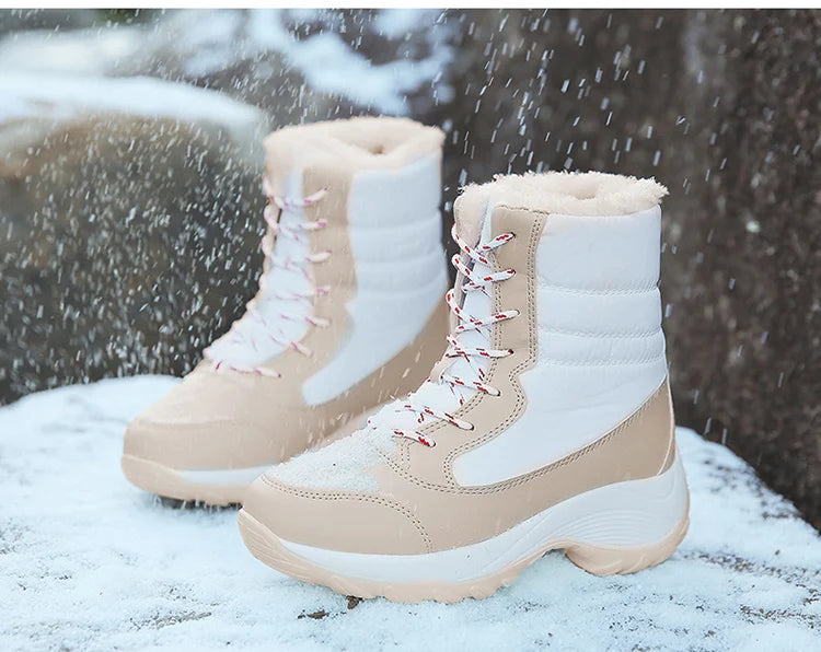 Snow Women's Boots Solid Shoes Women Platform Woman Shoes Fashion Mid Women's High Boots Lightweight Women Boots Botas Mujer