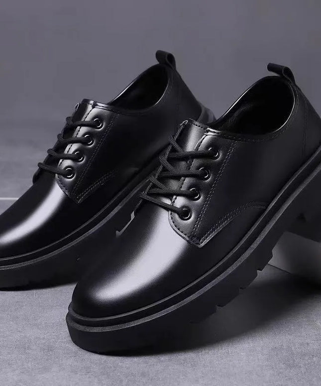 Round Toe Men‘s Dress Shoes Brogue Shoes Men Korea Leather Platform Oxfords Elegant Man's Formal Shoes New Business Office Shoe