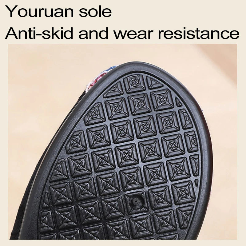 Women’s warm Plucked thickened shoes fashion embroidery patchwork shoes for lady lightweight soft comfortable non slip shoes