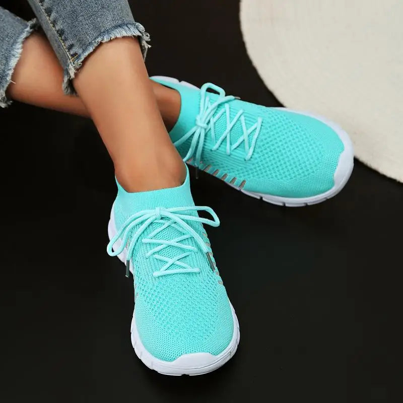 Mesh Breathable Soft Sole Sneakers Women Lightweight Non-Slip Running Walking Shoes Woman 2024 Spring Casual Lace Up Flats Shoes