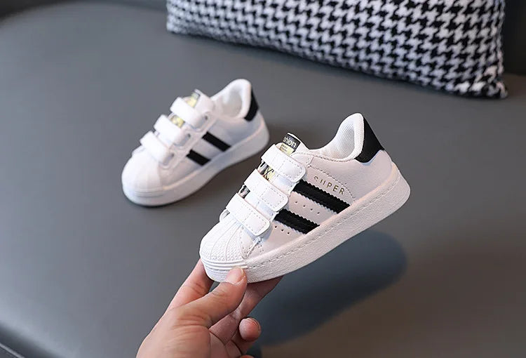 Children's Sneakers Kids Fashion Design White Non-slip Casual Shoes Boys Girls Hook Breathable Sneakers Toddler Outdoor Shoes