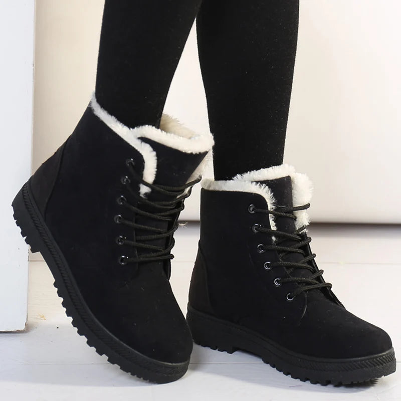 Women's Boots Snow Soft Shoes Woman Platform Ladies Shoes Casual Mid Women's High Boots Flat Winter Girls Boots Botas Mujer