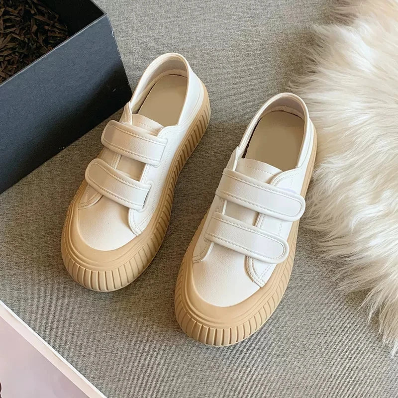 Shoes Women Casual Sneakers Platform Woman-shoes Canvas Thick Sole Roses 2022 Rubber Shallow Round Toe Flock Basic Hook & Loop S