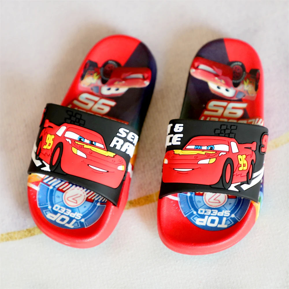 Children‘s Boys Girls Slippers Cars Cartoon Animals Prints Shoes Fashion Cute Shoes Bathroom Kids Toddler Slippers Flat Heels