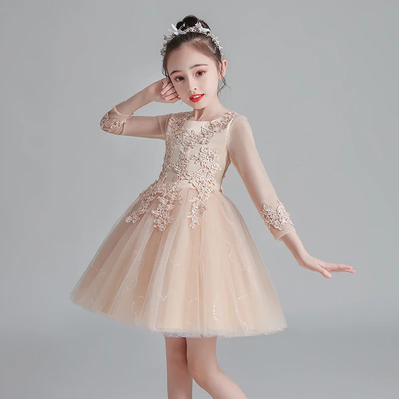 White Child Solid Lace Costume Evening Party Tutu Princess Kids Dresses For Baby Girl Formal Wedding Clothes 3 4 6 8 10 11Years