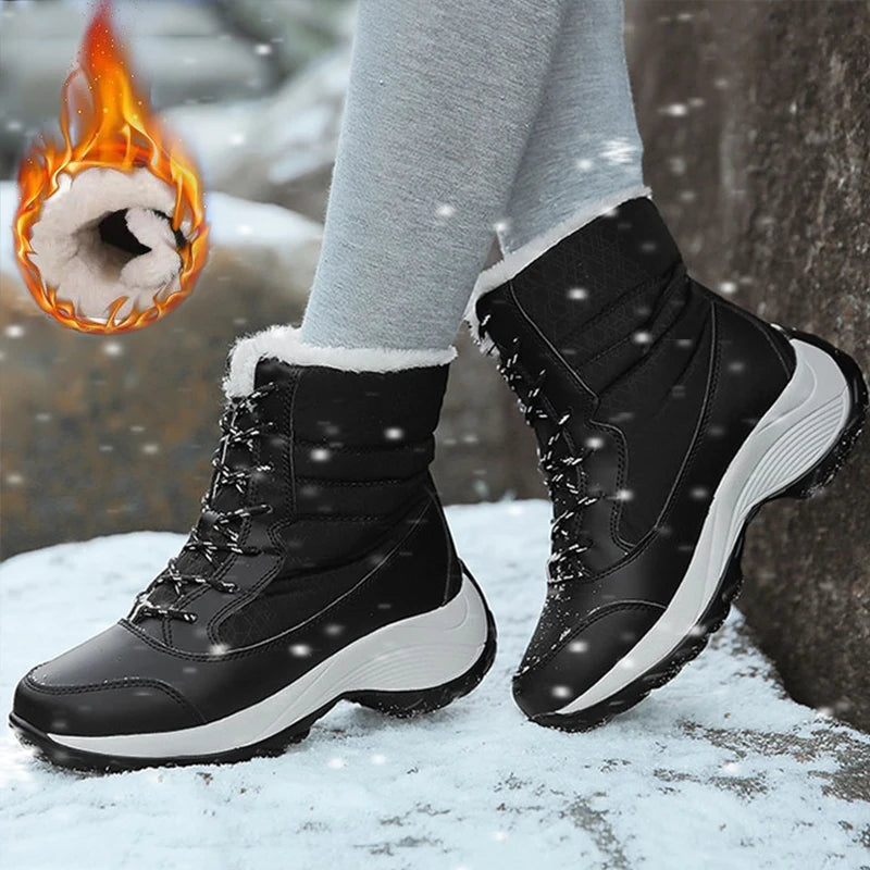 Snow Women's Boots Solid Shoes Women Platform Woman Shoes Fashion Mid Women's High Boots Lightweight Women Boots Botas Mujer