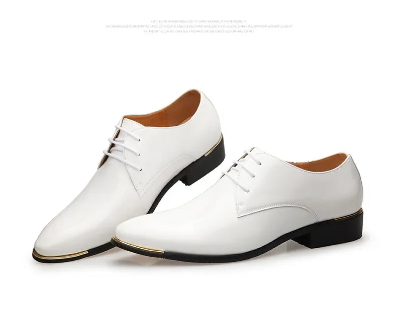 2024 New Men’s Patent Leather Shoes  British Style Men's Dress Shoes Lace Up Pointed Toe Wedding Business Party Social Shoe Male